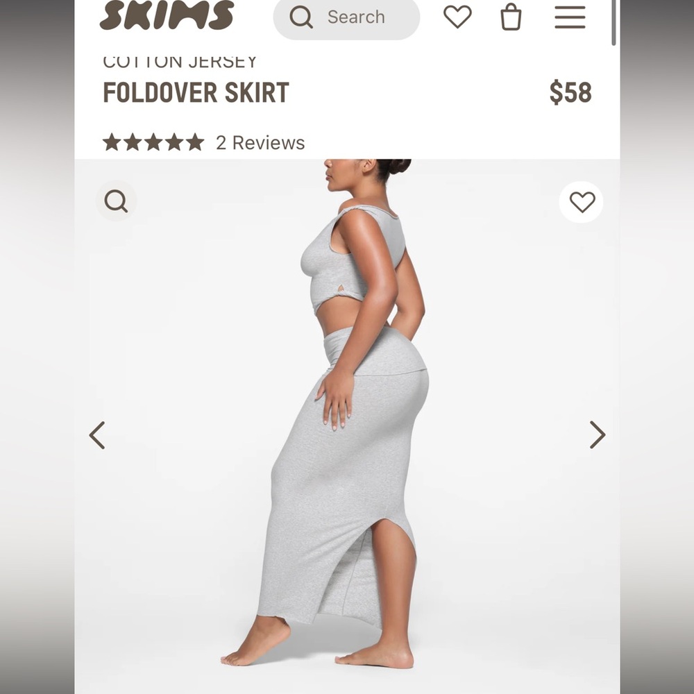 Skims cotton jersey fold over skirt. New with tags